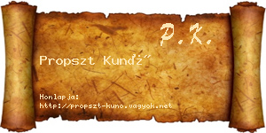Propszt Kunó névjegykártya